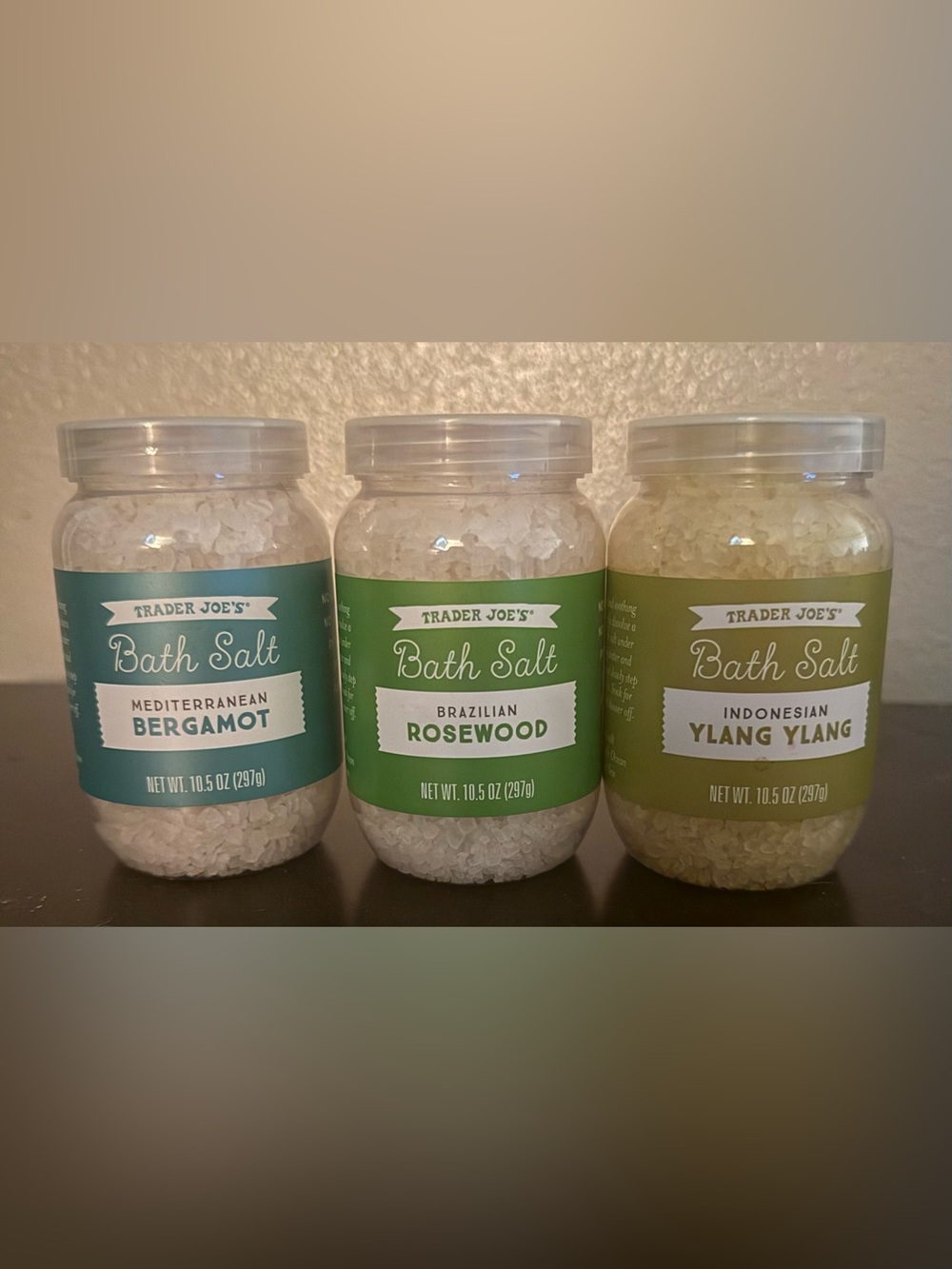 Trader Joe’s Bath Salt 3-Piece Bundle | Bergamot Rosewood Ylang Ylang 10.5 oz - Picture 2 of 2
